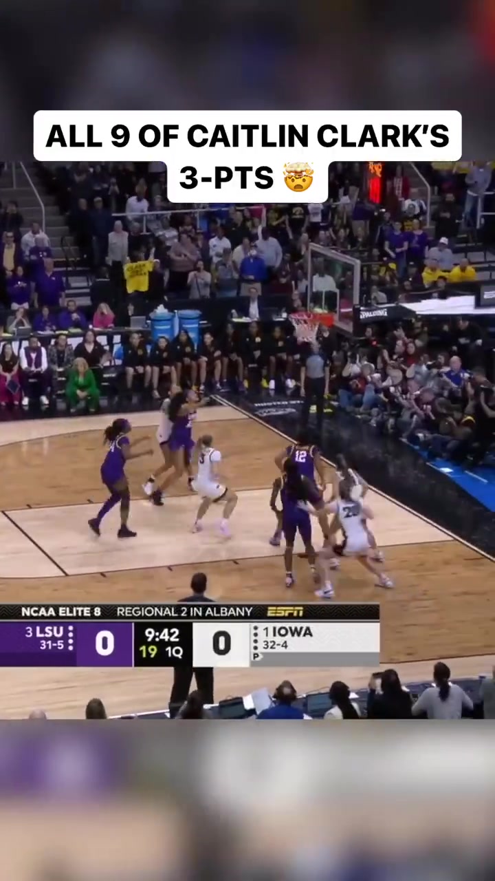 NCAA女籃瘋?cè)?強賽，凱特琳克拉克飚進9記三分轟41+7+12！NBA歷史上僅哈登一人2次做到