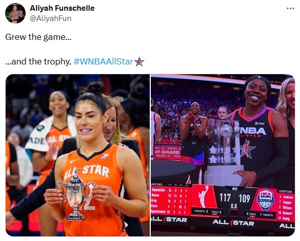 又鞭尸网友晒22年WNBA全明星MVP迷你杯：比赛和奖杯都进步了