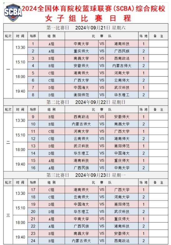 9月21日开赛！全国体育院校篮球联赛