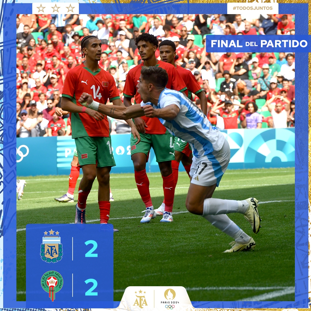 阿根廷vs摩洛哥下半场补时15分钟，阿根廷国奥补时第16分钟绝平