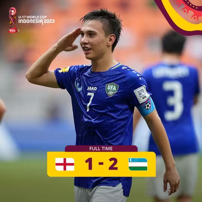 亚洲骄傲！U17世界杯，乌兹别克斯坦21力克英格兰闯进8强