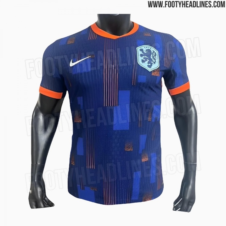 大乱炖荷兰欧洲杯客场球衣谍照：配色花里胡哨，两个Logo三种色