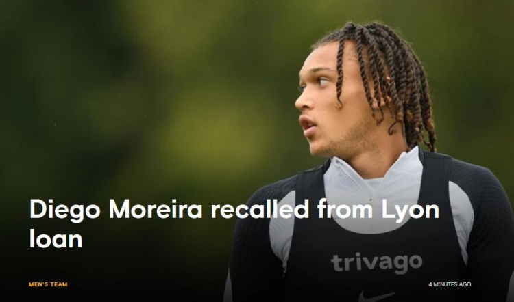 官方：切尔西从里昂召回19岁前锋迭戈莫雷拉