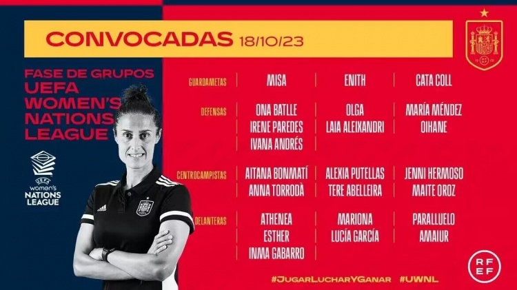西班牙女足新一期名单：此前被足协*强吻的埃尔莫索回归
