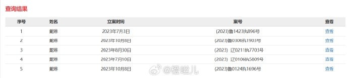 博主：戴琳2023年度被执行5次，总计执行标的超350万元