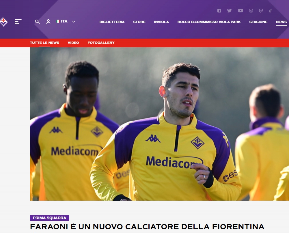 官方：佛罗伦萨宣布签下维罗纳球员法拉奥尼，租借+优先买断