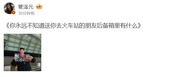 管泽元晒守护文波E脸权灯牌并配文：永远不知道后备箱有什么