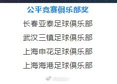 公平竞赛奖都是按公平竞赛积分自动计算，并非评选出来