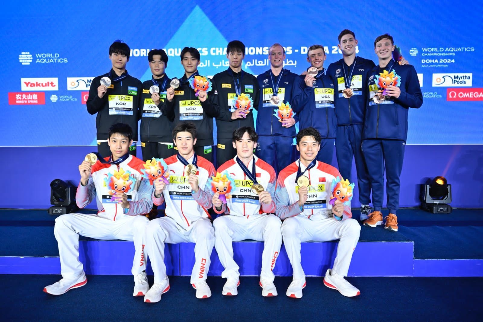 中国队夺男子4x200米自由泳接力冠军！潘展乐本届已夺3金