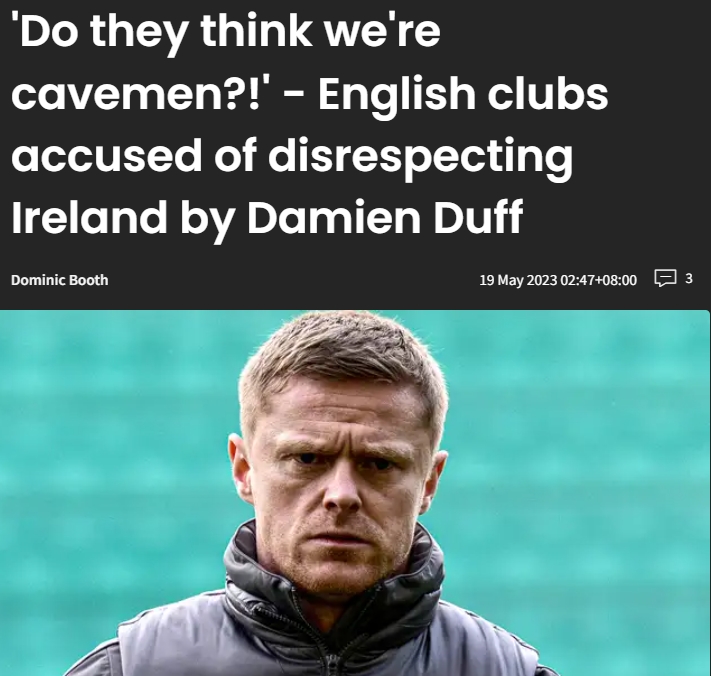 达夫：英格兰球队总是看不起爱尔兰球队，把我们当原始人看待