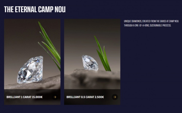 诺坎普钻石发售！1克拉售价1.5万欧元，0.5克拉售价2500欧元