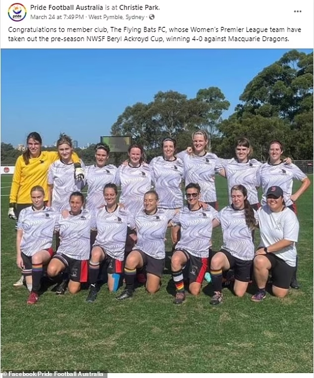 邮报：澳洲一女足队有5名跨性别球员100大胜&其中1人独中6球