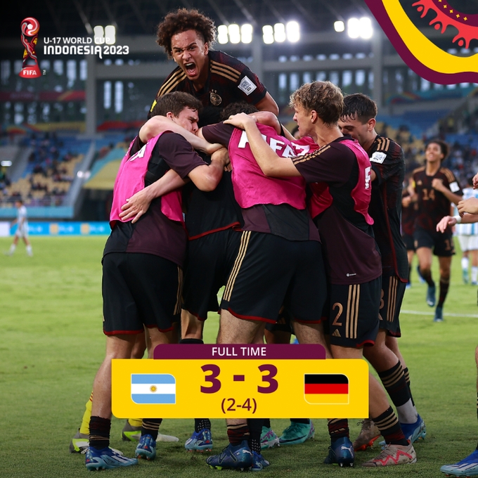 U17世界杯：德国点球75阿根廷进决赛鲁贝托绝平+戴帽无力回天