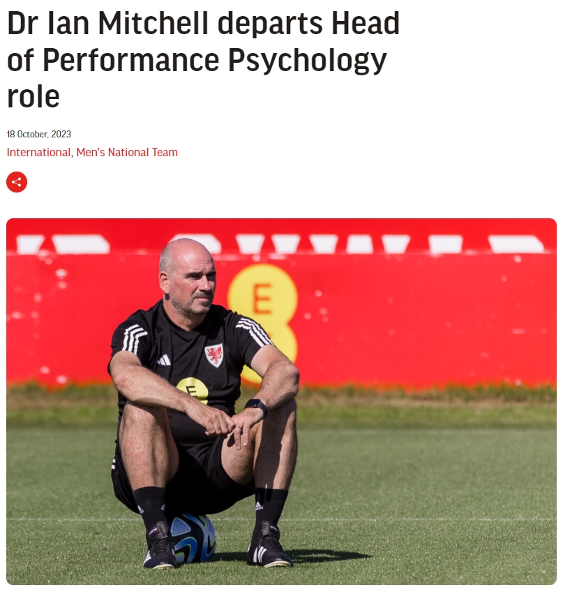 遭到挖角，威尔士足协官方：米切尔去职前往纽卡担任心理学主管