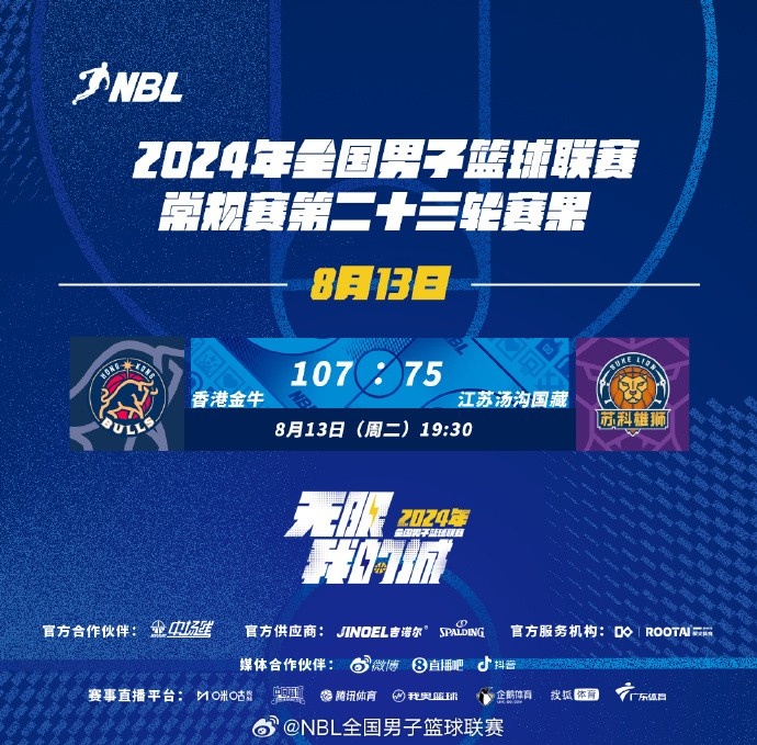 NBL今日赛果：香港金牛10775力克江苏