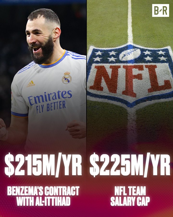 什么概念本泽马在沙特年薪2.15亿美元几乎达NFL球队工资帽上限
