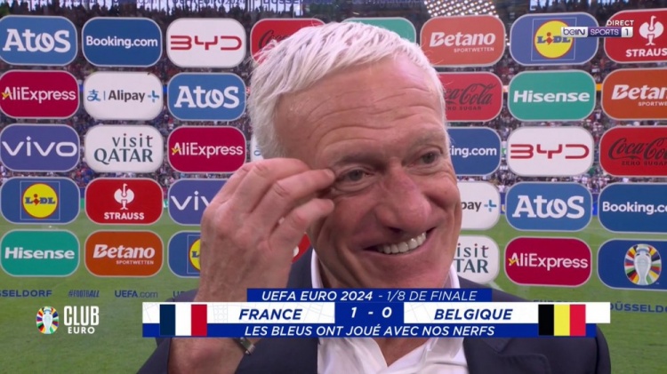 笑嘻了！法国屡遭险情德尚满头大汗德尚赛后发表获胜感言