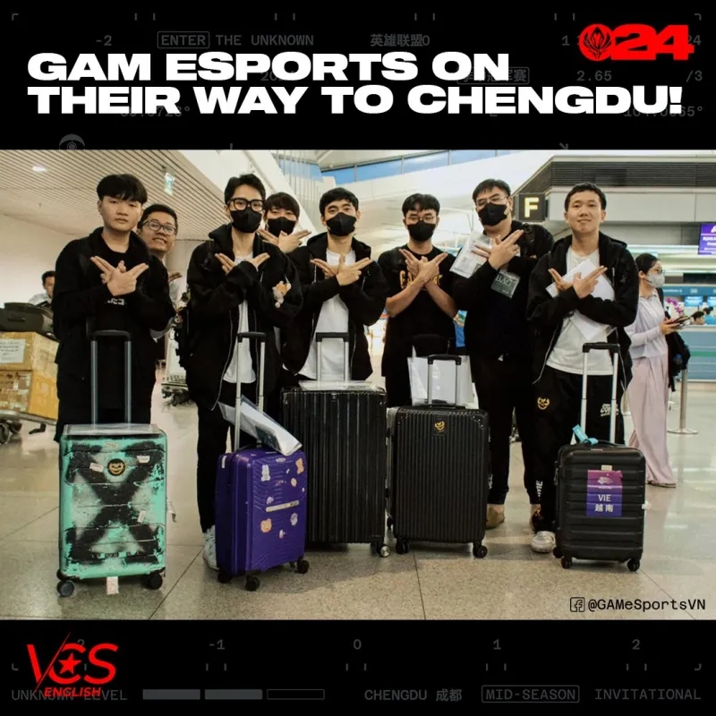 VCS官推晒照：GAM的男孩们已经准备好前往成都了