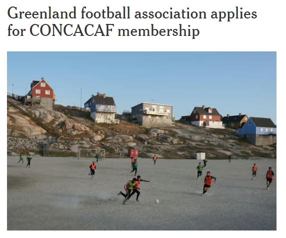 TA：格陵兰岛足协申请加入中北美及加