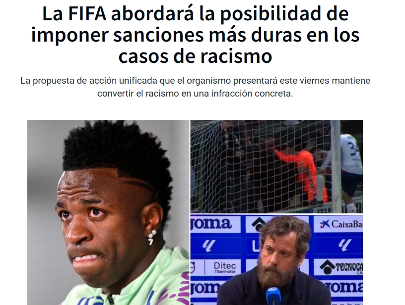 自动判负FIFA考虑严惩种族歧视行为