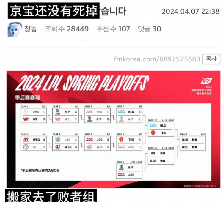 韩网热议JDG不敌TES：京宝别走京宝挺住！