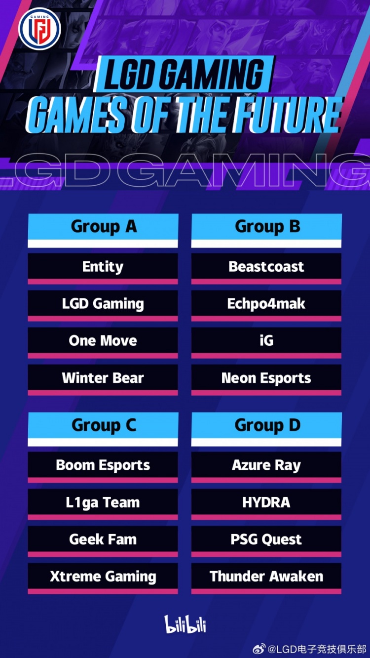 LGD分享未来运动会赛程与分组：LGD首轮对手为OneMove