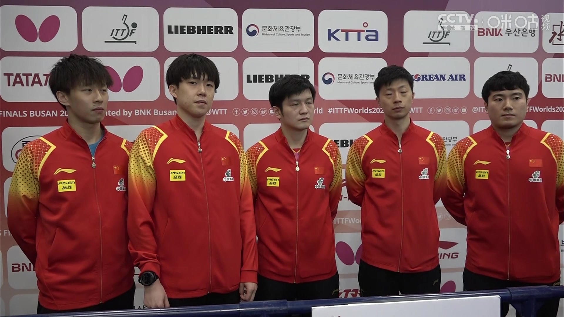 中国男乒三将：无论多困难，团队都给我力量，大家始终互相鼓励
